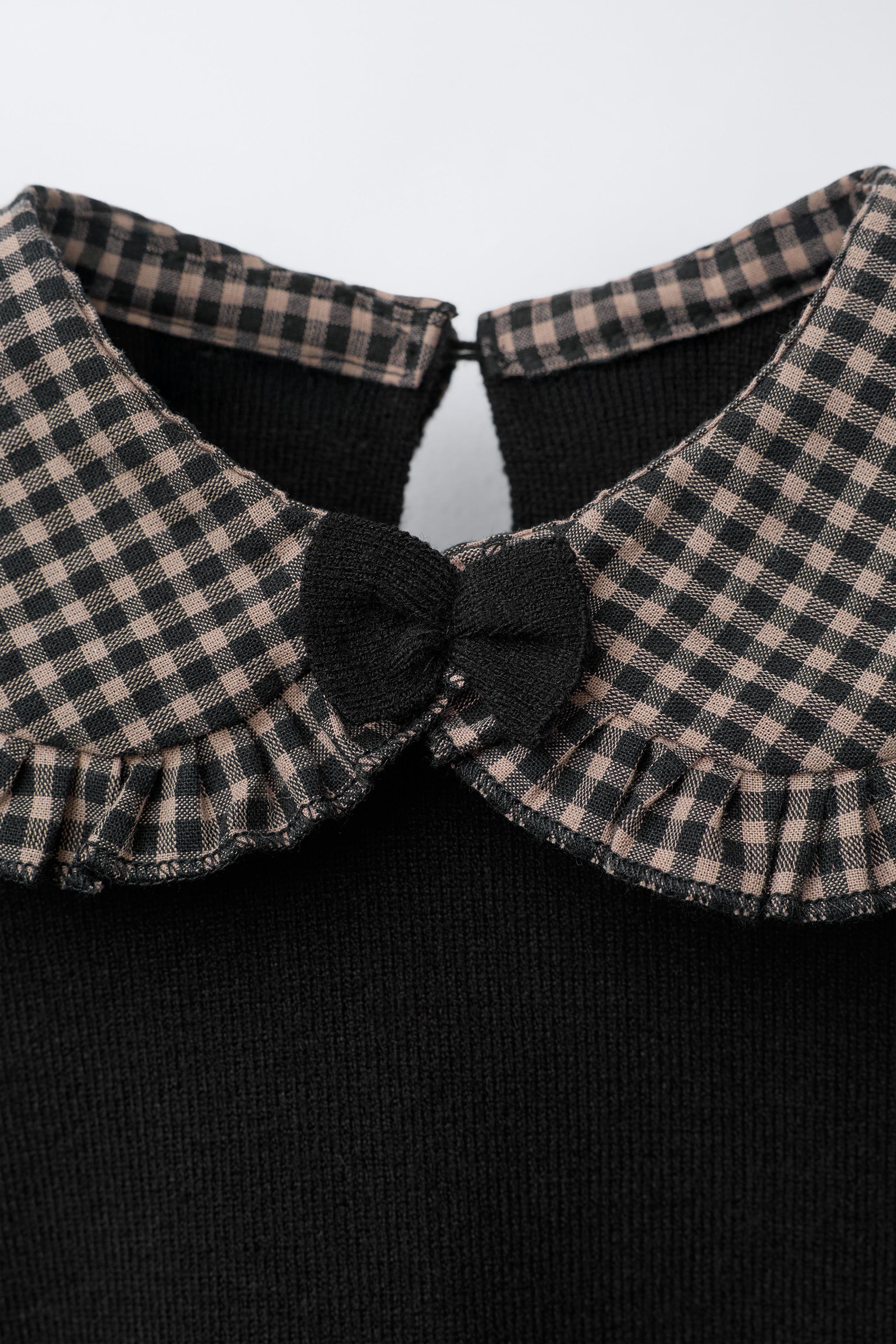 ROBE EN MAILLE À COL CARREAUX VICHY